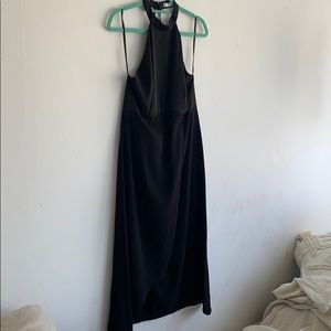 Black halter cocktail dress